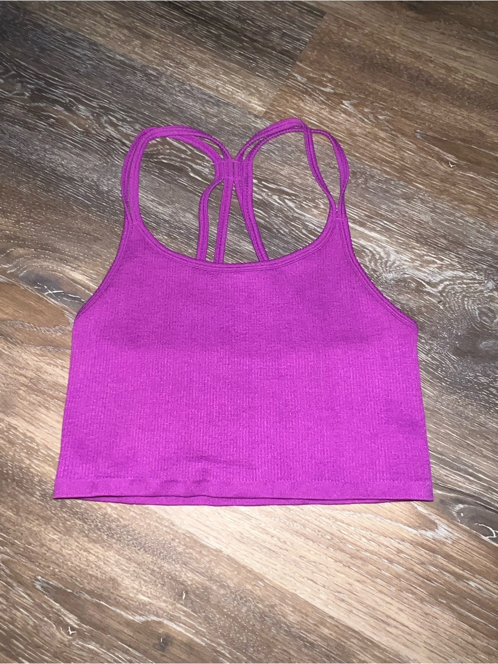 Forever 21 Fuchsia Ribbed Strappy Cropped Tank Top